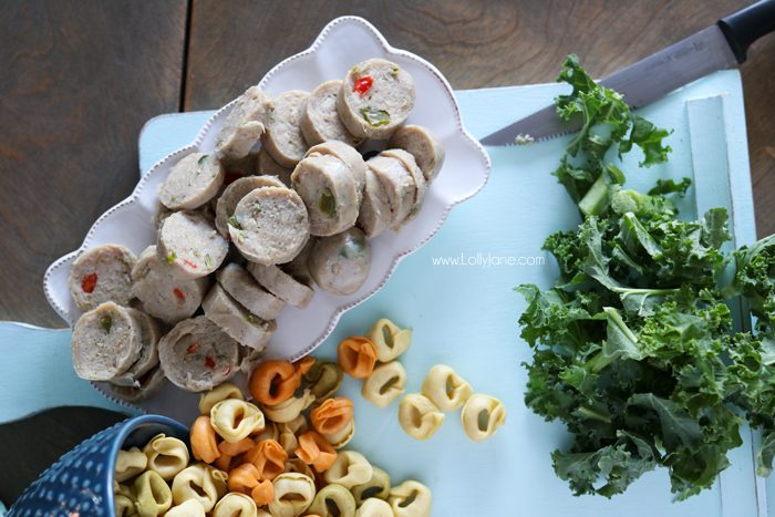 Easy Chicken Sausage Potato Soup, perfect for fall or chilly nights. Thick and creamy, awesome crowd pleaser!