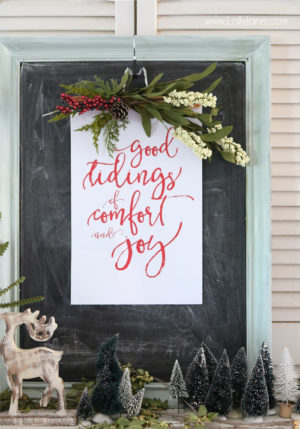 Christmas vignette with free printable - Lolly Jane