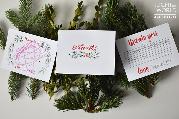 Gratitude Thank You card set. Love this darling free printable thank you card set! Such a cute way to show others you're grateful for them! #LightTheWorld