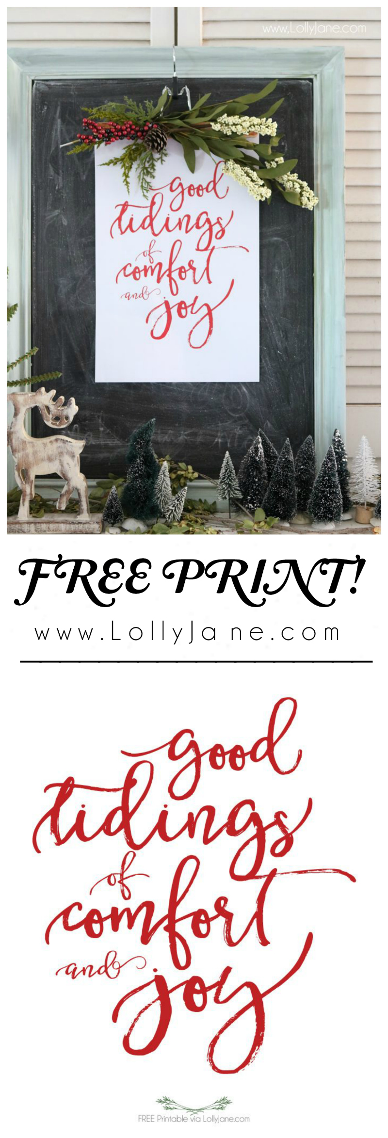 Christmas vignette with free printable - Lolly Jane