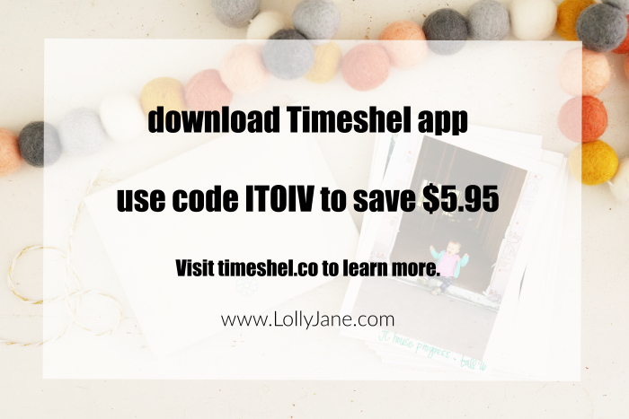 Love the Timeshel app, a monthly photo subscription so pics arrive at your door. Use code ITOIV to save $5.95!