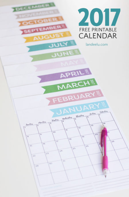 50+ 2017 FREE printable calendars - Lolly Jane