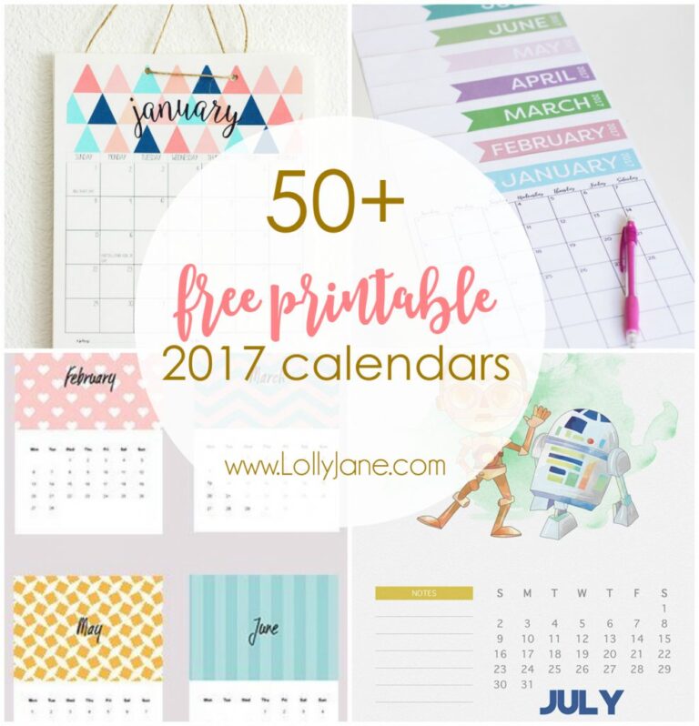 50+ 2017 FREE printable calendars