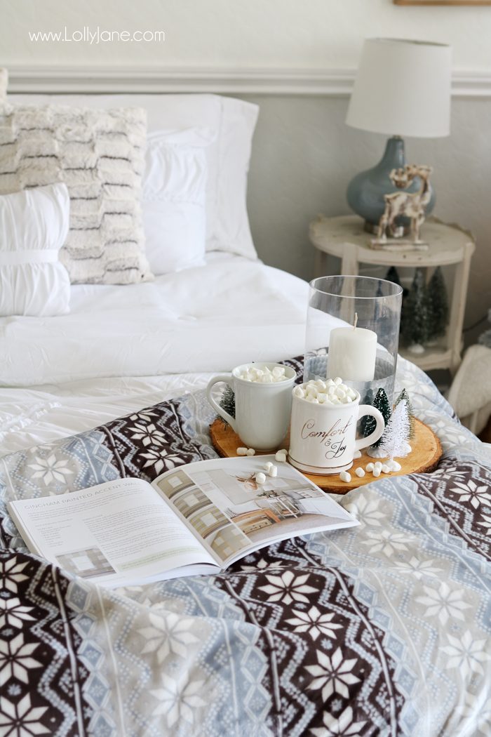 Cozy Christmas Master Bedroom... click to see the rest of the space decked out in a winter wonderland!