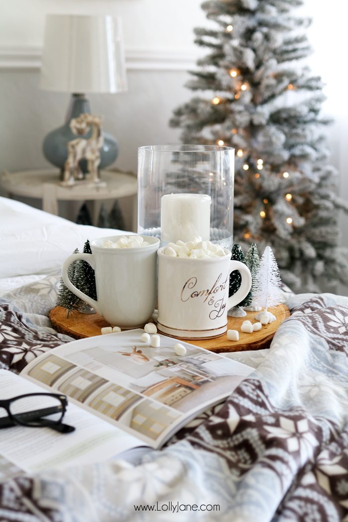 Cozy Christmas Master Bedroom... click to see the rest of the space decked out in a winter wonderland!