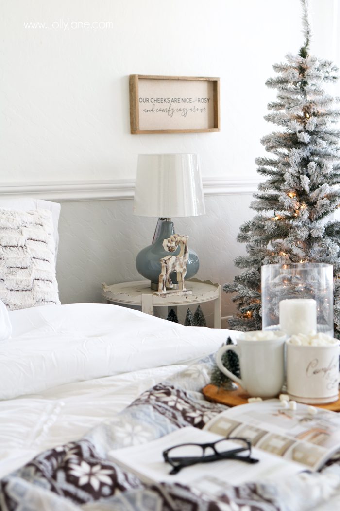 Cozy Christmas Master Bedroom... click to see the rest of the space decked out in a winter wonderland!