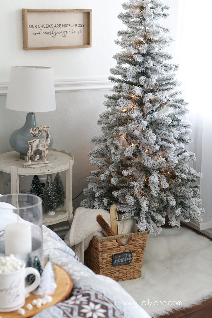 Cozy Christmas Master Bedroom... click to see the rest of the space decked out in a winter wonderland!