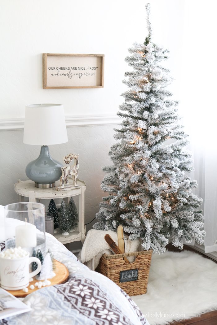 Cozy Christmas Master Bedroom... click to see the rest of the space decked out in a winter wonderland!