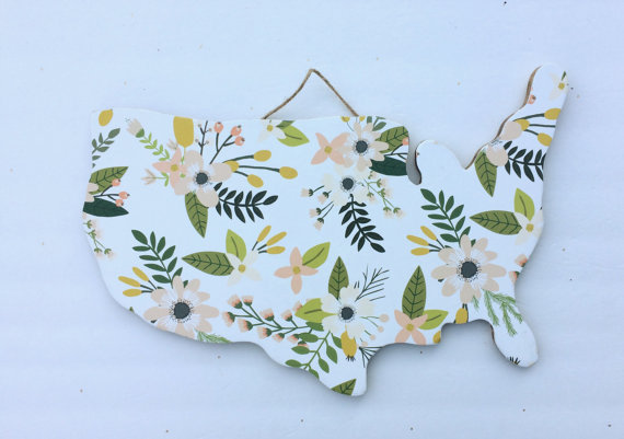 Floral USA Wood Cut out, so dang cute!! 