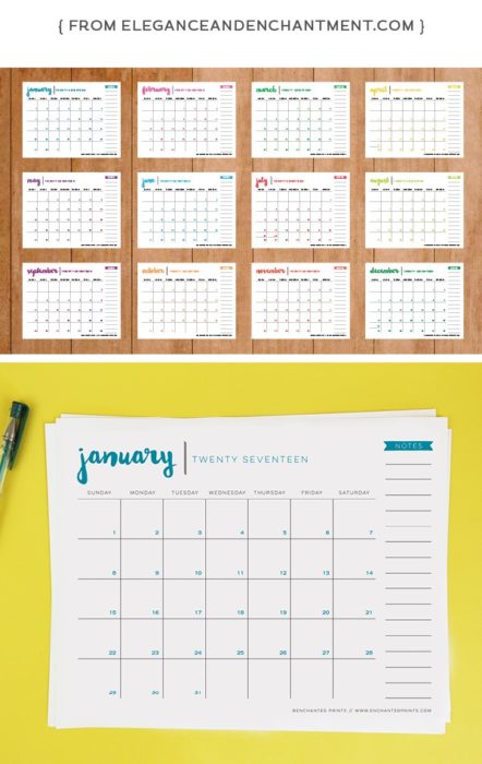 50+ 2017 FREE printable calendars - Lolly Jane