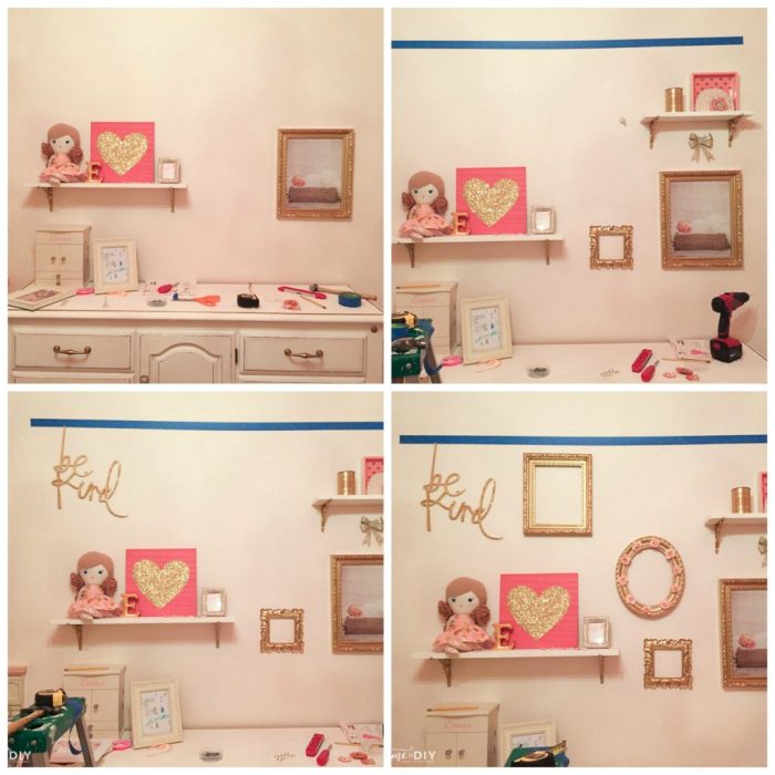 How to create and hang a cute gallery wall, perfect for a girls room or nursery!