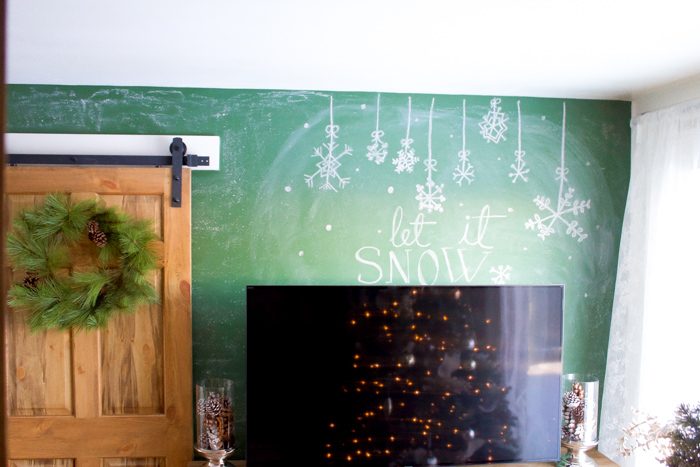 Farmhouse Winter Chalkboard Wall tutorial, so cute and easy to copy!