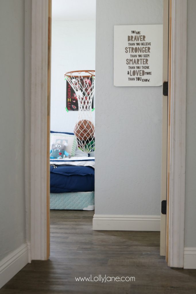 Love these vinyl floors from @GoHaus. They look great in my farmhouse style home! Adore this little boy bedroom flooring too.