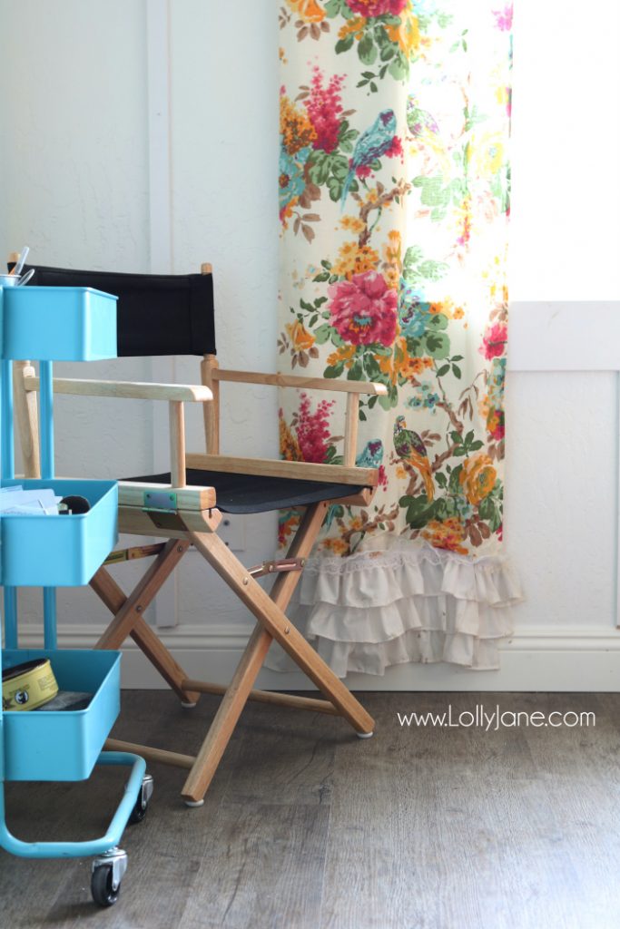 Love these vinyl floors from @GoHaus. They look great in my farmhouse style home! Adore this colorful craft room with neutral and durable floors.