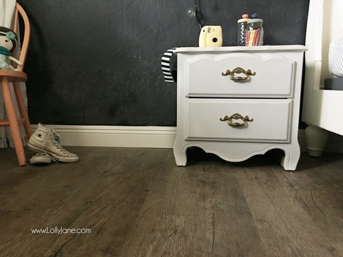 Love these vinyl floors from @GoHaus. They look great in my farmhouse style home! Adore this girl bedroom flooring too.