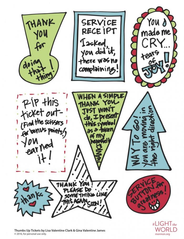 Thumbs Up Tickets | Love these free printable tickets to help your kids stay motivated to serve and help out. Such cute freebies! #LightTheWorld