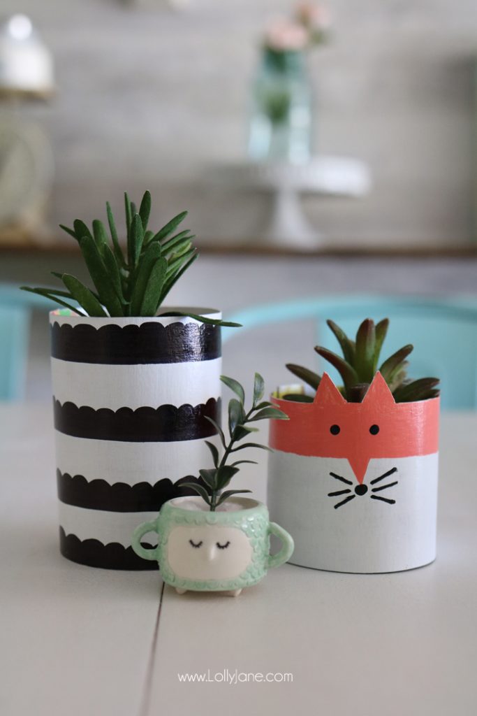 CUTE Cereal Box Succulent Planters. Made from cereal boxes and a few craft supplies, great for a kids craft or to make when on a budget!
