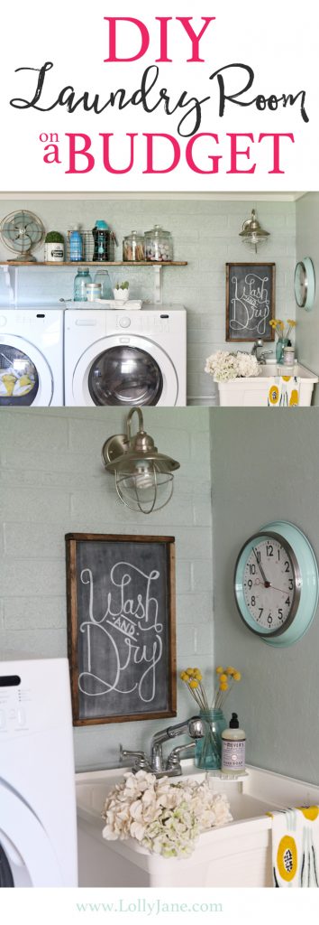 Easy step-by-step tips to spruce up your laundry room on a budget! We transformed this space for less than $300!