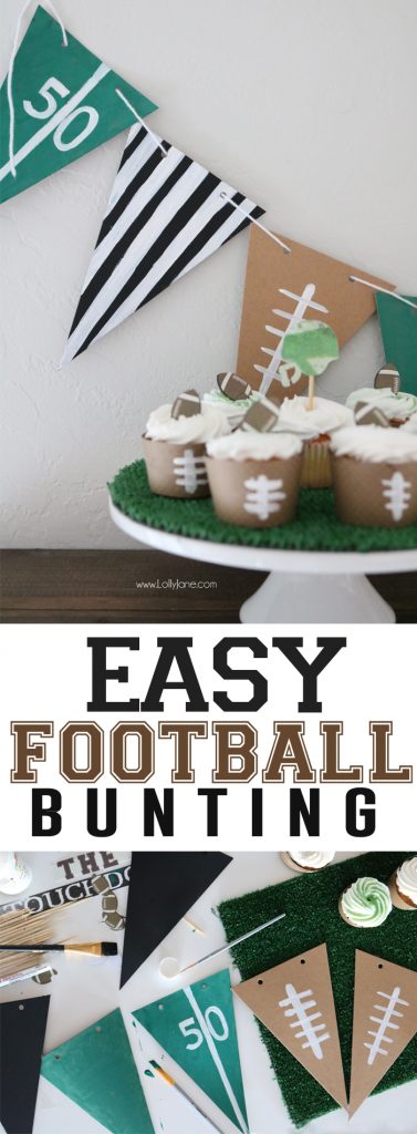 Easy peasy DIY Football Bunting! Cute referee, field and football pennants perfect for a football party!