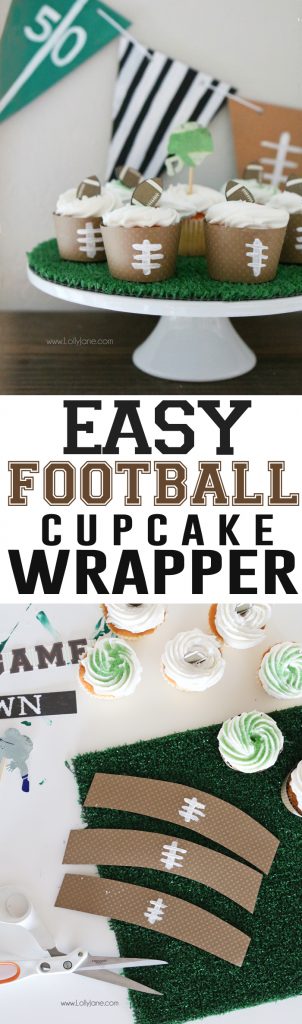Easy DIY Football Cupcake Wrappers, perfect for Game Day or football parties!