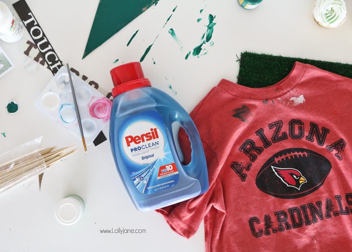 Clean up from messy Game Day crafts are a cinch to clean up with the power of Persil Pro Clean!