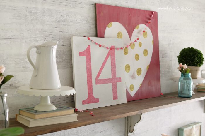 Valentine's Day shelves. Love the pink and aqua Valentine's Day mantel. Simple VDay decor ideas!
