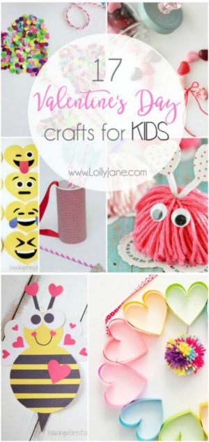 17 ridículas manualidades de San Valentín para niños. Un montón de manualidades infantiles fáciles de hacer para el día de San Valentín's Day crafts for kids. Lots of easy to make Valentine's Day kids crafts!