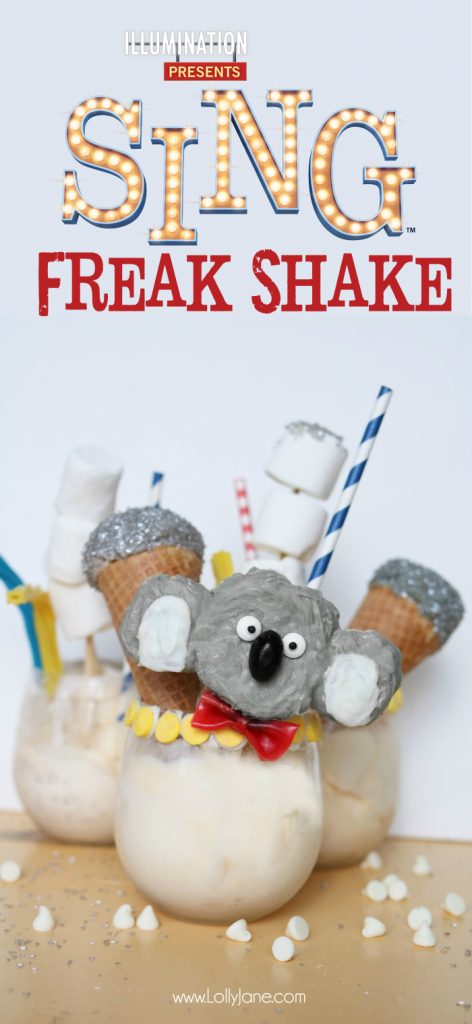 Easy freak shake inspired by a favorite koala Buster Moon from SING, yummy and fun for kids to make! Perfect koala bear to make for jungle party theme, too!