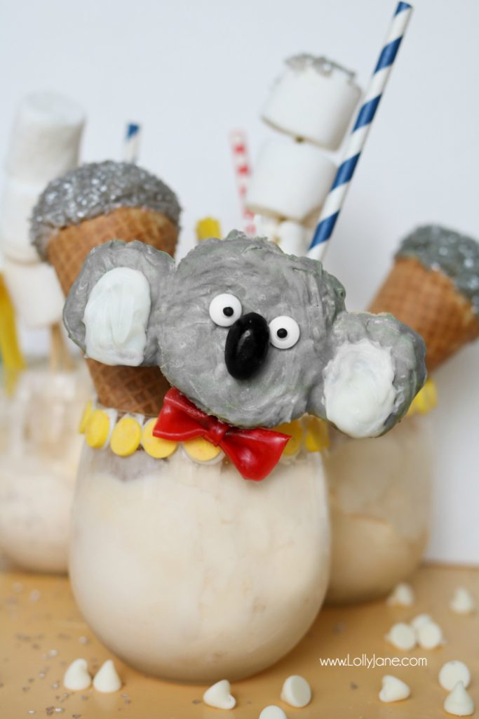 Easy freak shake inspired by a favorite koala Buster Moon from SING, yummy and fun for kids to make! Perfect koala bear to make for jungle party theme, too!