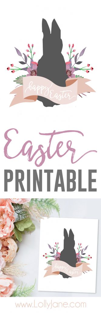 Happy Easter, printable whimsy art. Just print and frame to spruce up your Easter mantel or special Easter brunch or dinner!