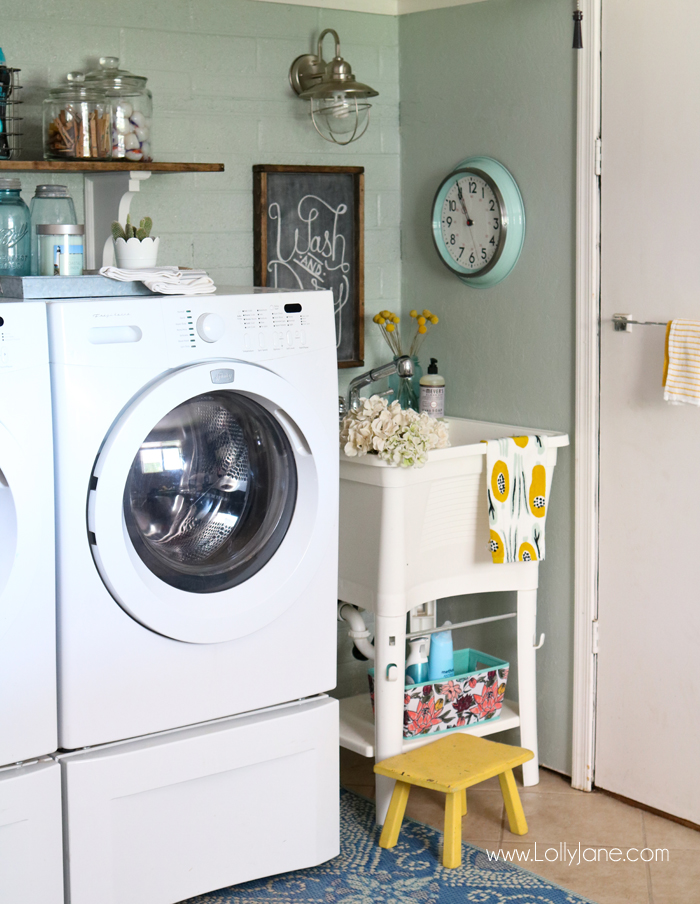 Easy step-by-step tips to spruce up your laundry room on a budget! We transformed this space for less than $300!