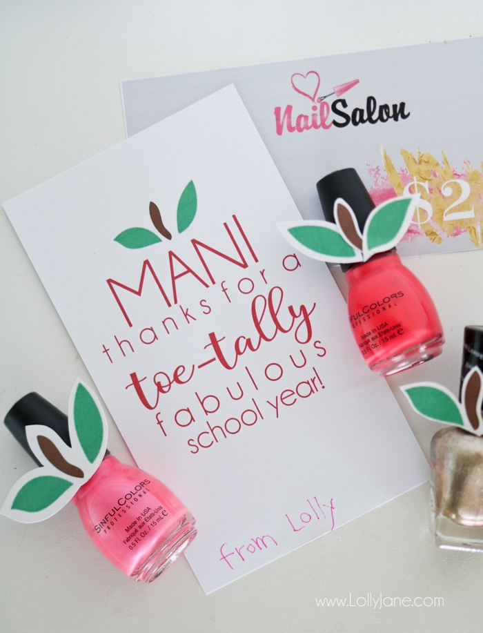 âMani thanksâ teacher gift tag