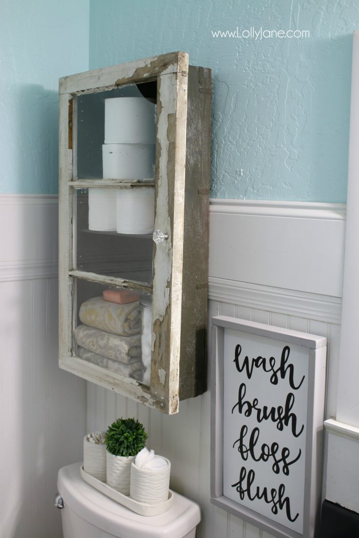 Farmhouse meets color, such a perfect collaboration of farmhouse and rustic. Great DIY cabinet makeover too!