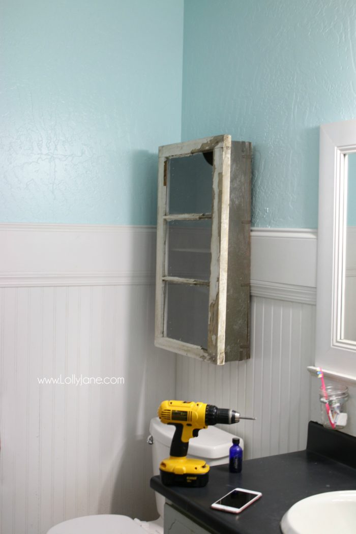 Loving this bathroom cabinet makeover diy, no crazy tools needed!