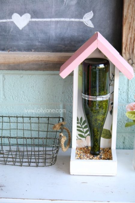 Martinelli's glass bottle bird feeder - Lolly Jane