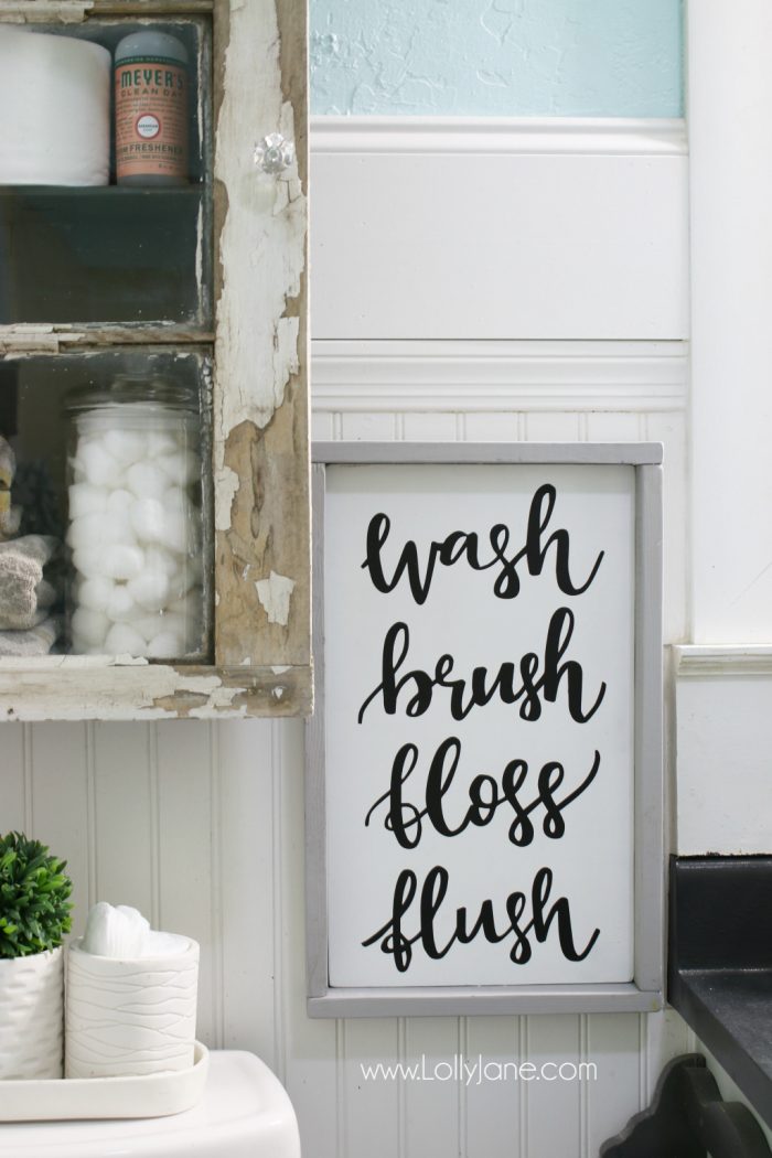 Farmhouse bathroom eye candy! Love this pretty bathroom and adore how much was done on a budget!