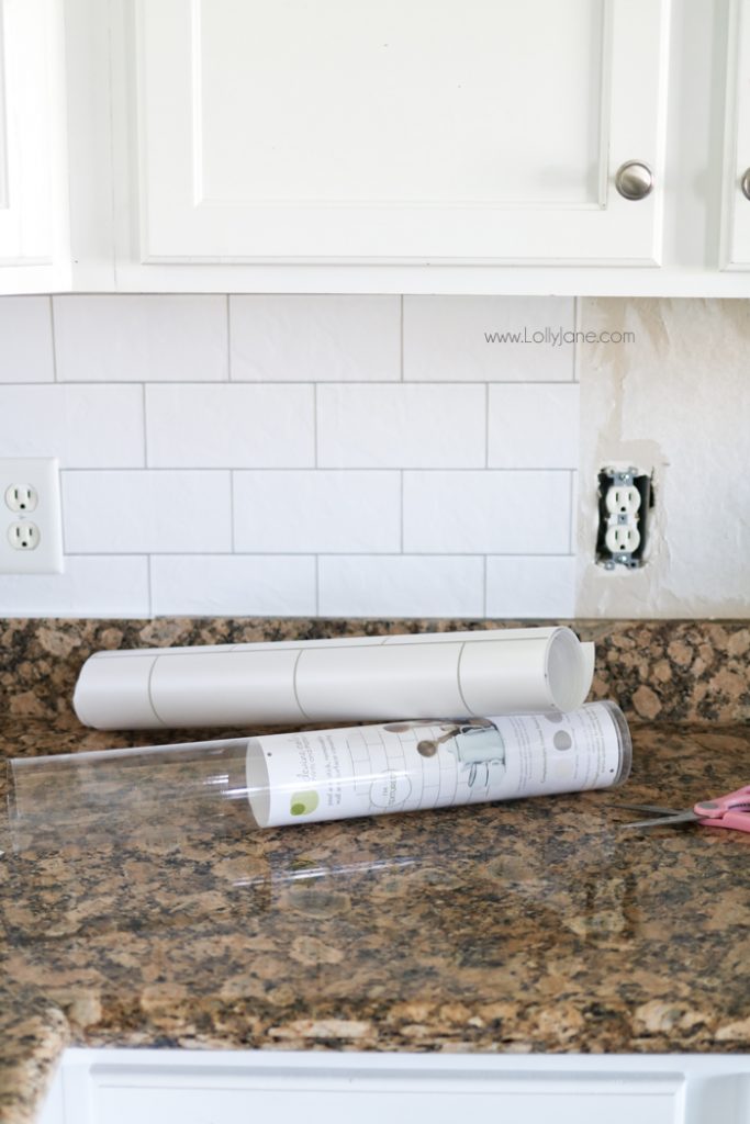 Faux Subway Tile Backsplash... this is WALLPAPER! Looks like real tile, get the easy how-to which is perfect for renters or those on a budget!