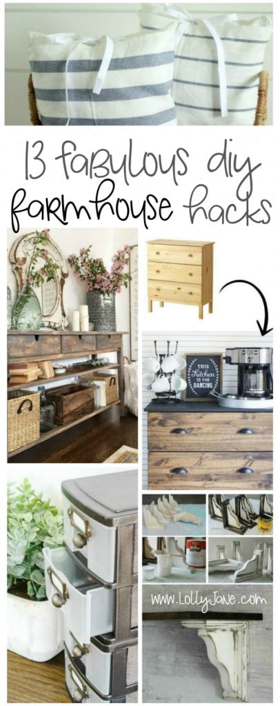 Check out these 13 farmhouse hacks!! Get the fixer upper look without the cost! LOVE these easy farmhouse decor ideas!