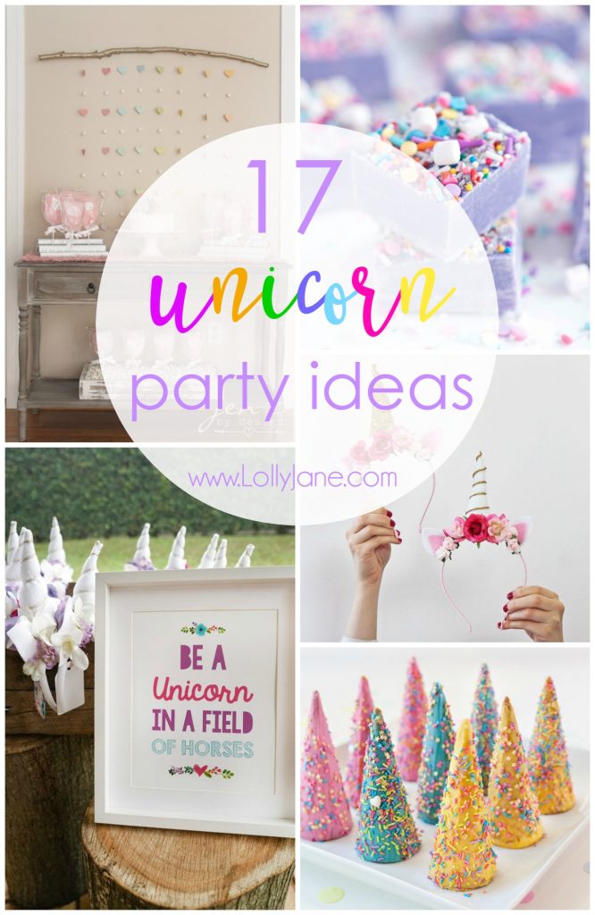 Throw the ultimate unicorn party! Treats to games to decor, we have 17 awesome unicorn party ideas. Click for 16 more great ideas!