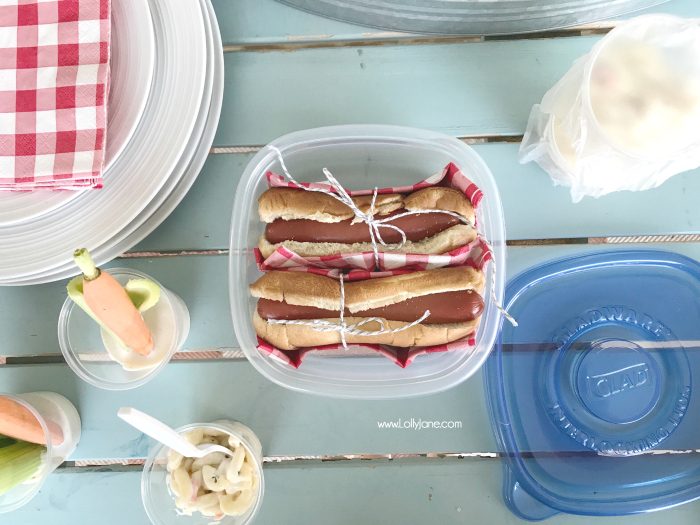 Easy Barbecue Tips + Tricks... use Glad tupperware to quickly store leftovers.... no lid or separate tupperware required! Click to see more hacks for this nearly utensil-free BBQ!