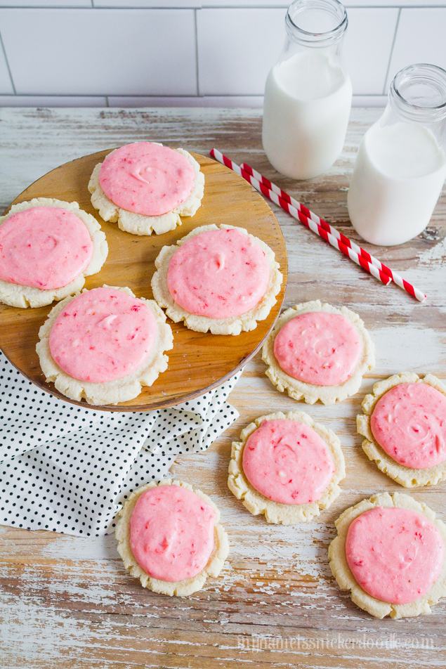 Strawberries and Cream Sugar Cookies recipe | If you've ever wondered what summer tastes like, try these easy Strawberry Sugar Cookies. So light and flakey and made with real strawberries, mmm! The perfect summer cookie recipe!