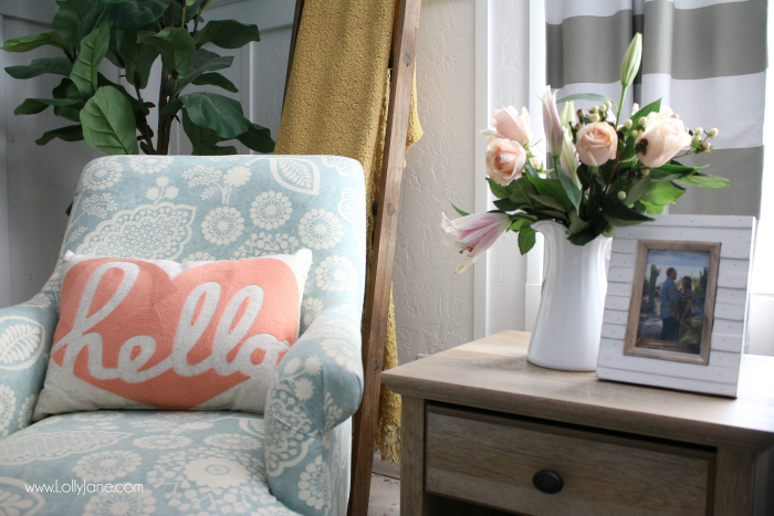 Tips to freshen up your family room! Love this colorful farmhouse family room! Shop affordable home decor and trendy goods from BHG's Live Better line. Cute family room refresh!