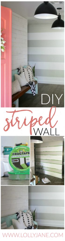 Y Striped Accent Wall | I love this gray and white striped wall, such an easy tutorial on how to stripe walls with straight lines and no bleeding or touch ups! Adore this gray white home decor, such a cute accent wall!