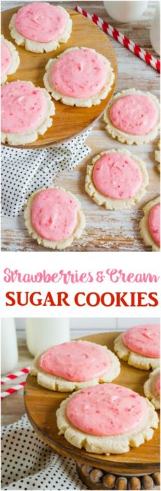 Strawberries and Cream Sugar Cookies - Lolly Jane