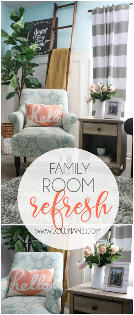 ips to freshen up your family room! Love this colorful farmhouse family room! Shop affordable home decor and trendy goods from BHG's Live Better line. Cute family room refresh!