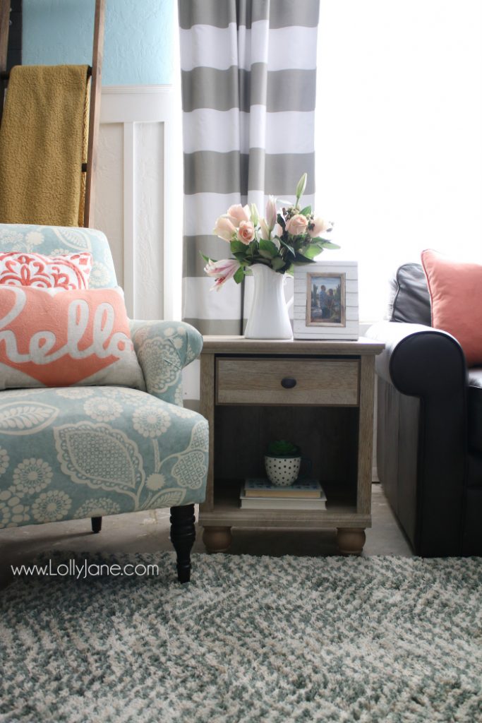 Tips to freshen up your family room! Love this colorful farmhouse family room! Shop affordable home decor and trendy goods from BHG's Live Better line. Cute family room refresh!