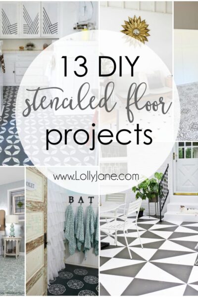 DIY stenciled floor projects! Turn your outdated flooring into something pretty, for cheap! Click for 12 more inspiring DIY stenciled floors!
