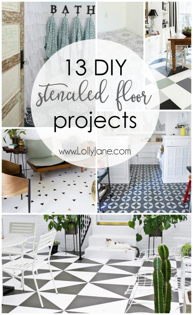 DIY stenciled floor projects! Turn your outdated flooring into something pretty, for cheap! Click for 12 more inspiring DIY stenciled floors! 