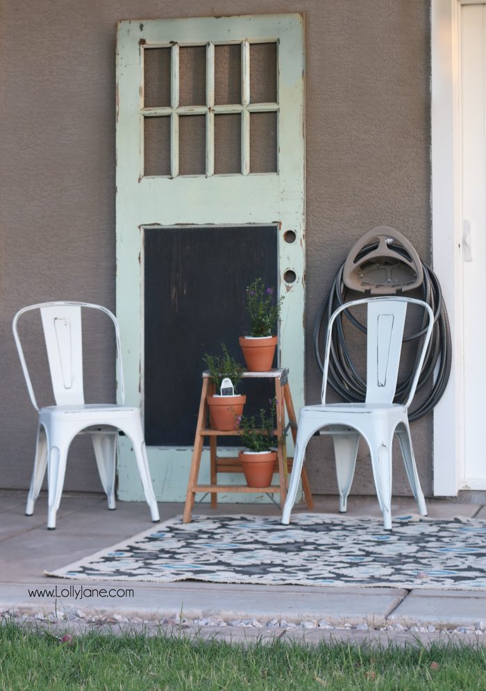 Click to see the cute "after" of this porch makeover... love the white concrete paint tutorial! So fresh and bright (: