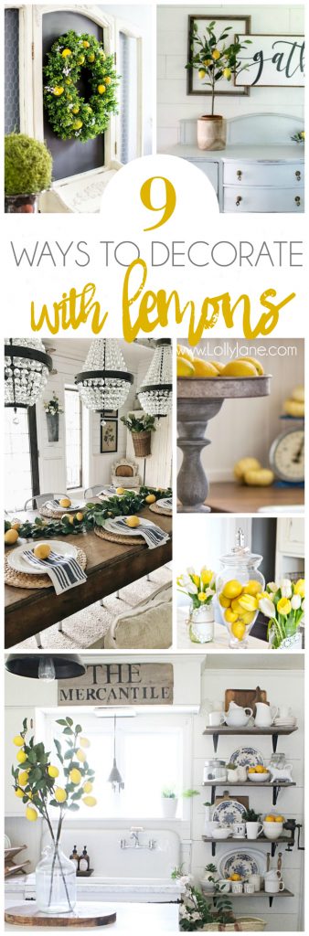 How to decorate with lemons! Love all the bright fresh yellow decor ideas! Such cute lemon home decor ideas, love decorating with lemons!